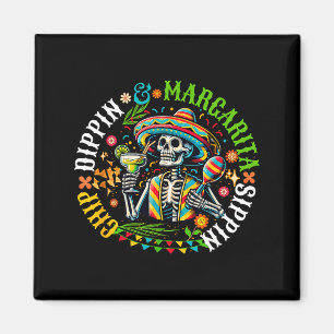 Chip-Dippen Margarita-Trinken Cinco-de-Mayo-Skelet Magnet