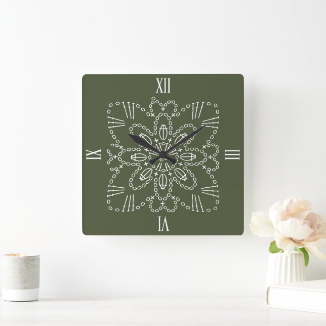 Chip Green Crochet Chart Square Wall Uhr (Zuhause)