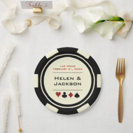 Chip Las Vegas Themed "Schwarzer Poker" Pappteller