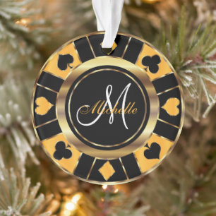 Chip Monogramme de Poker Casino - Ornement Jaune