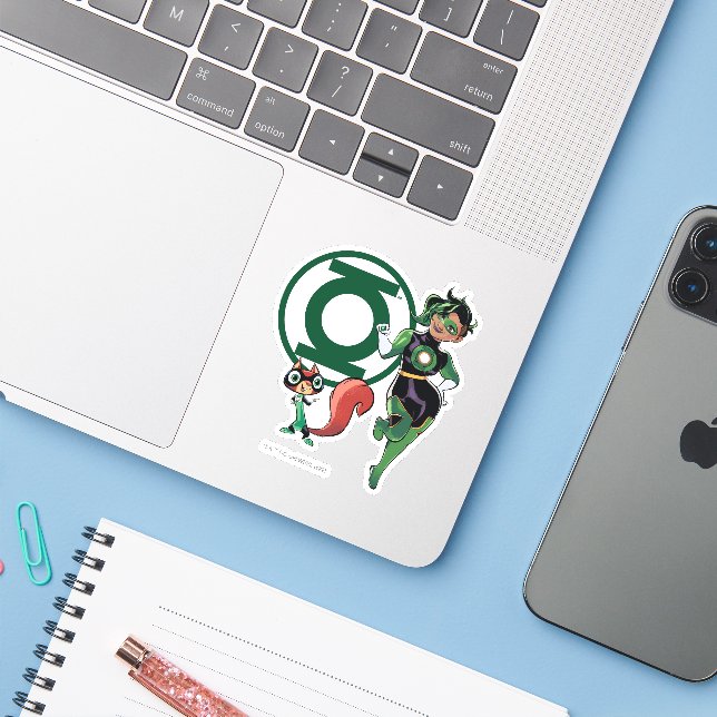 Chip und grüne Laterne Aufkleber (Laptop mit iPhone)