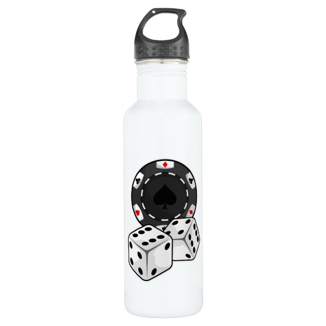 Chip & Würfel für Poker Edelstahlflasche (Vorderseite)