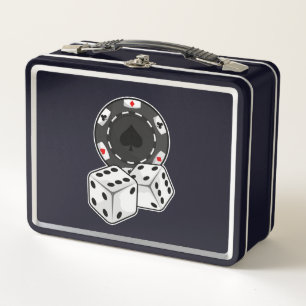 Chip & Würfel für Poker Metall Brotdose