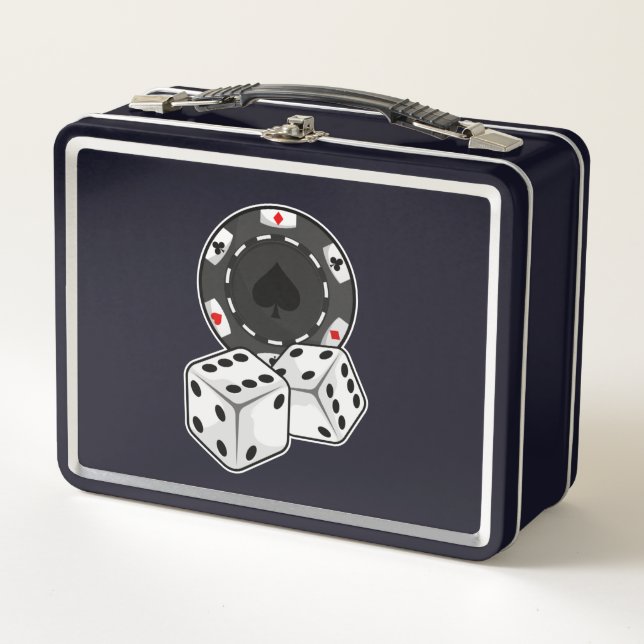 Chip & Würfel für Poker Metall Brotdose (Vorderseite)