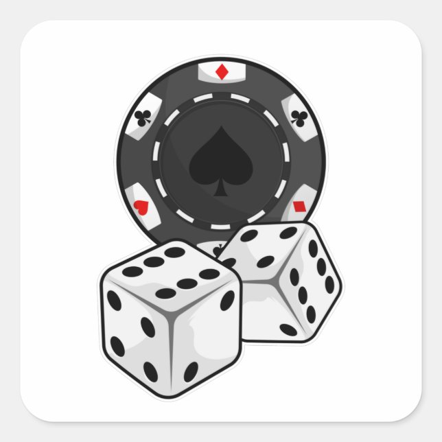 Chip & Würfel für Poker Quadratischer Aufkleber (Vorderseite)
