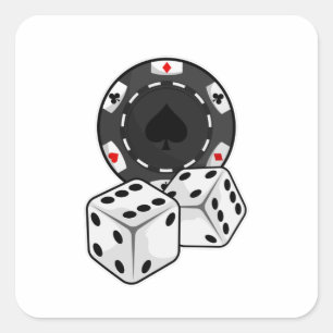 Chip & Würfel für Poker Quadratischer Aufkleber