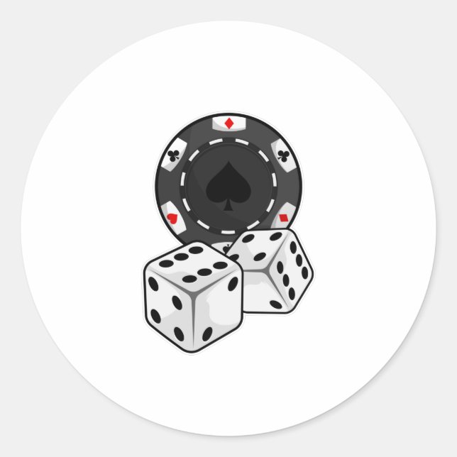 Chip & Würfel für Poker Runder Aufkleber (Vorderseite)