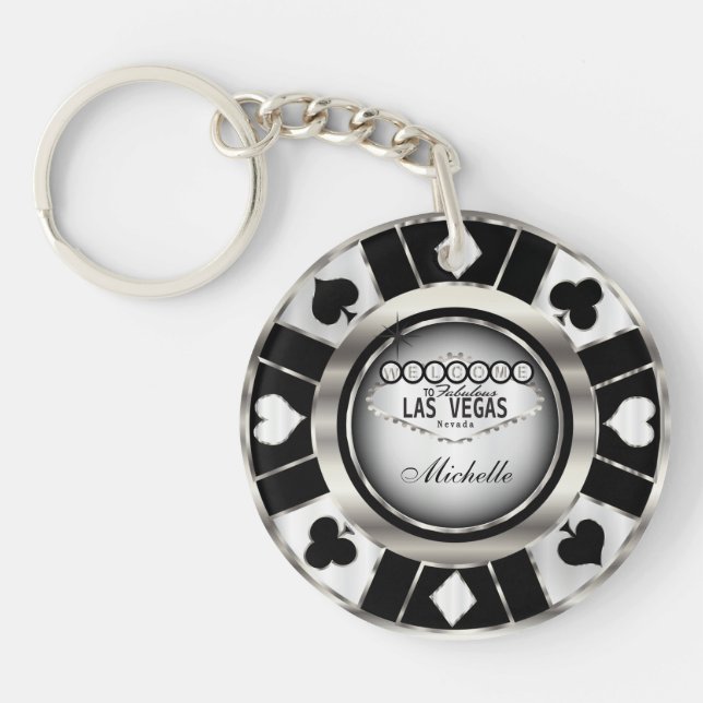 Chipdesign für Silver und Black Poker - Individual Schlüsselanhänger (Vorderseite)