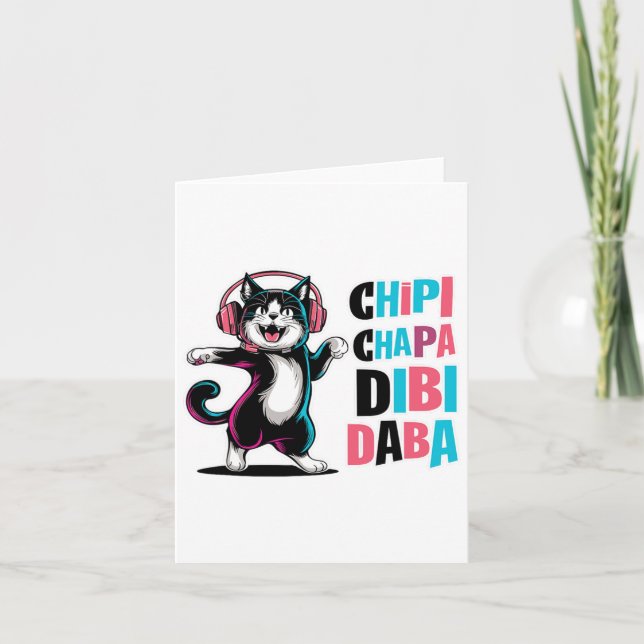 Chipi Chapa Dibi Daba Cat Dancing Cartoon Karte (Vorderseite)