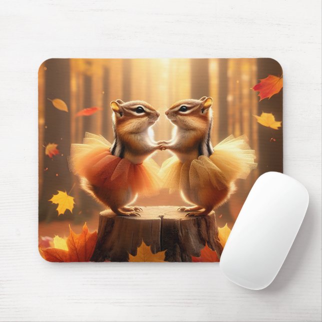 Chipkarten mit Tutus auf Herbststumpf Mousepad (Mit Mouse)