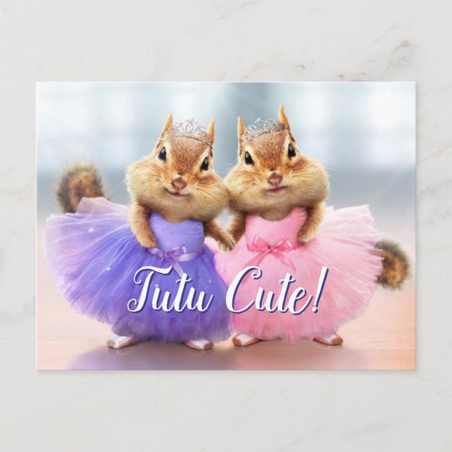 Chipmunk Ballerina Duo Einladungspostkarte (Vorderseite)