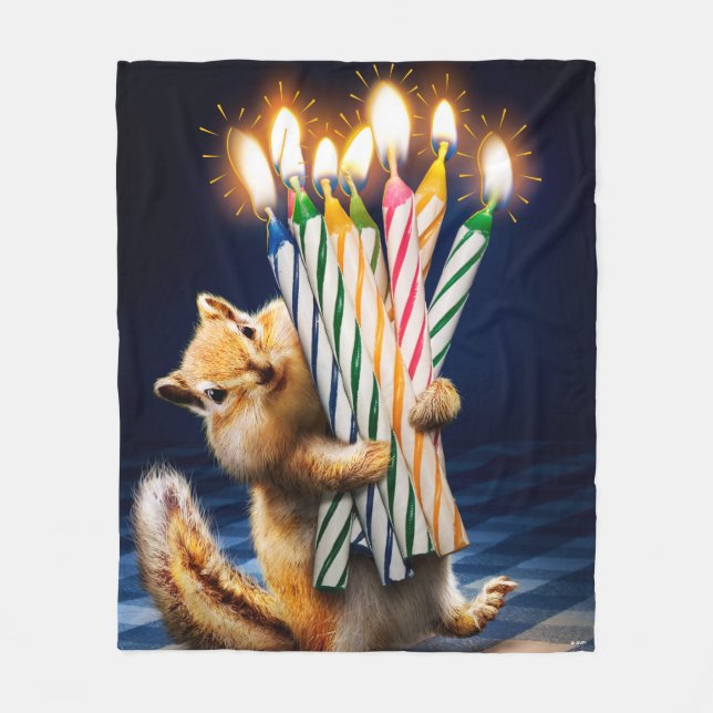 Chipmunk Birthday Candles Fleecedecke (Vorderseite)