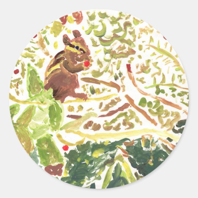 Chipmunk frisst einen Beerenaufkleber Runder Aufkleber (Vorderseite)