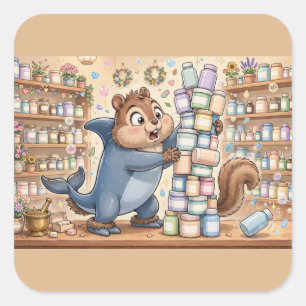 Chipmunk-Hai-Apotheker-Aufkleber  Quadratischer Aufkleber
