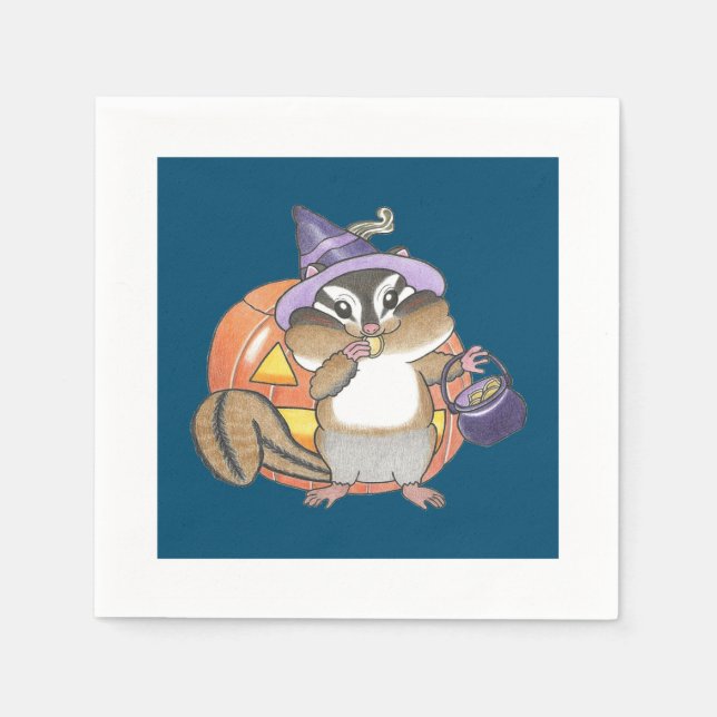 Chipmunk Halloween Paper Napkins Serviette (Vorderseite)