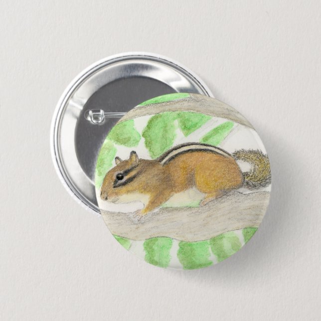 Chipmunk im Apple Tree Button (Vorne & Hinten)