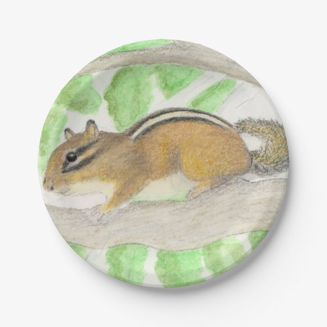 Chipmunk im Apple Tree Pappteller (Vorderseite)