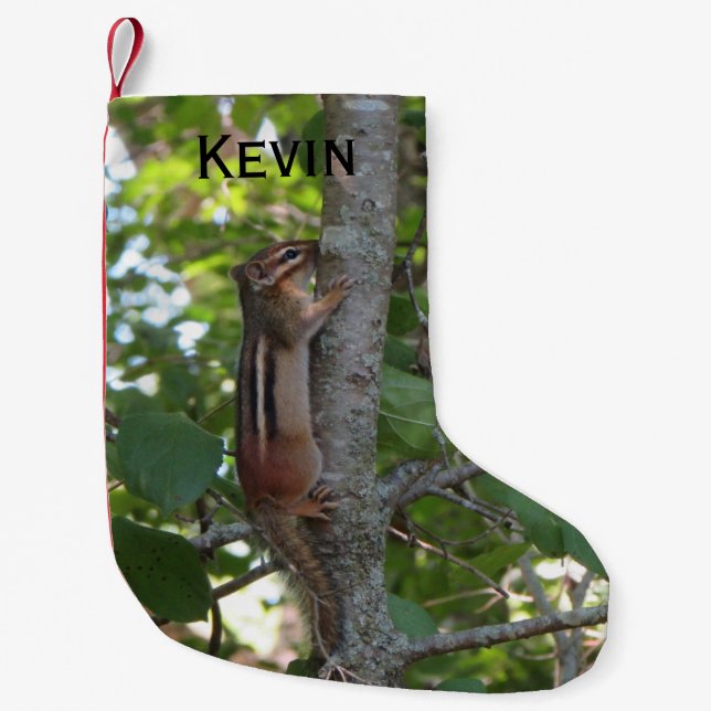 Chipmunk im Holz Kleiner Weihnachtsstrumpf (Vorderseite)