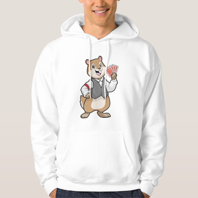 Chipmunk im Poker mit Poker-Karten Hoodie (Vorderseite)