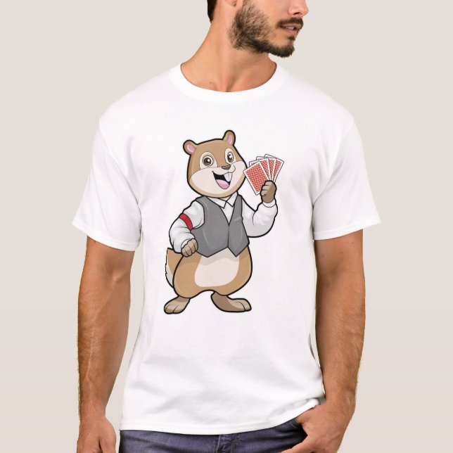 Chipmunk im Poker mit Poker-Karten T-Shirt (Vorderseite)