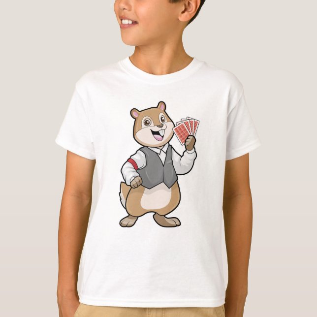 Chipmunk im Poker mit Poker-Karten T-Shirt (Vorderseite)