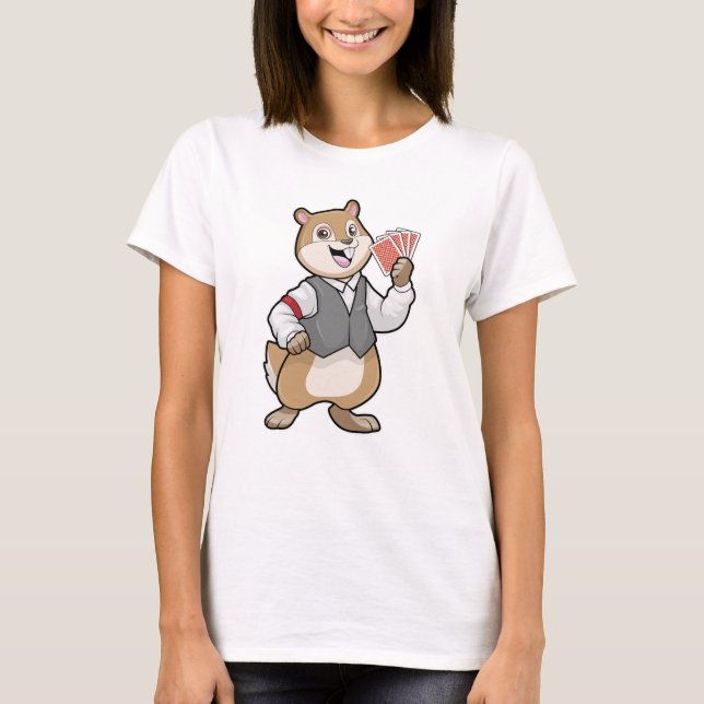 Chipmunk im Poker mit Poker-Karten T-Shirt (Vorderseite)