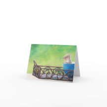 Chipmunk in Blue Bowl Animal Art Note Card