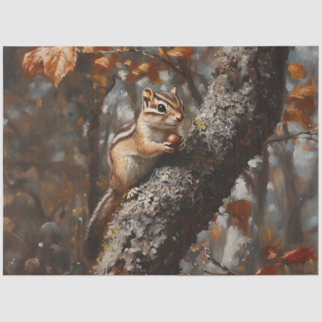 Chipmunk in einer Baumdekoupage Seidenpapier (Vorderseite)