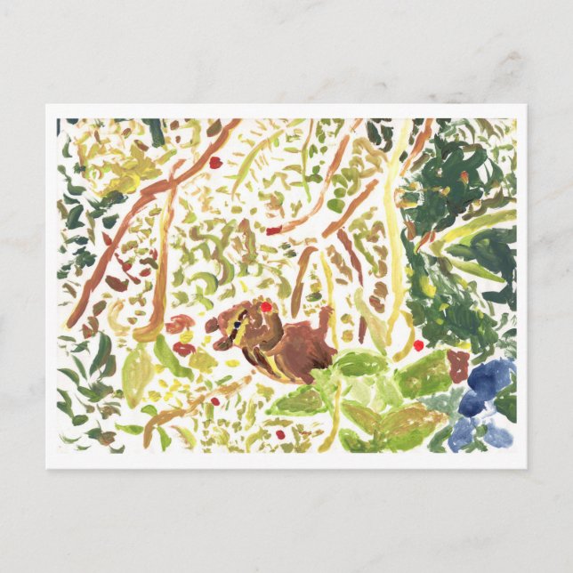 Chipmunk isst eine Beerenkarte Postkarte (Vorderseite)