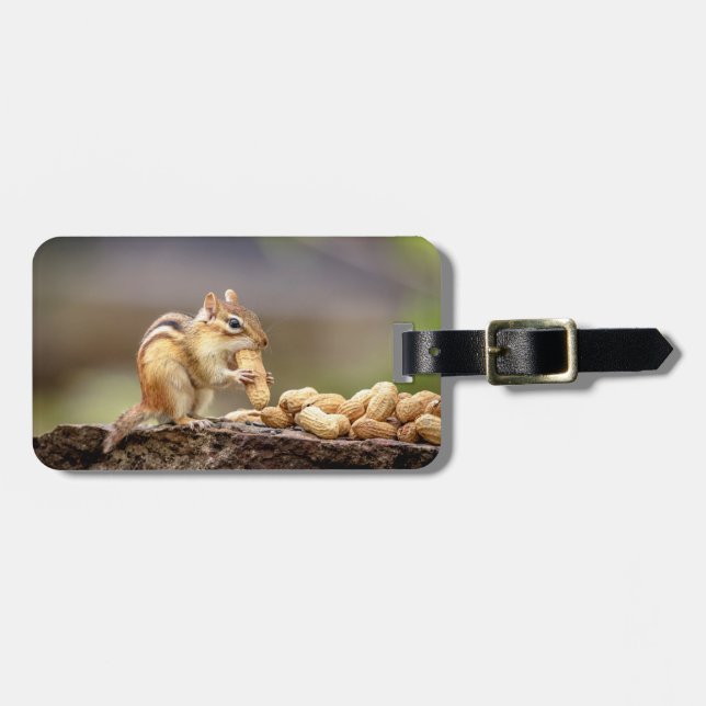 Chipmunk isst Erdnuss Gepäckanhänger (Vorderseite horizontal)
