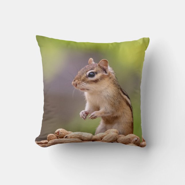 Chipmunk mit Erdnüssen Kissen (Vorderseite)