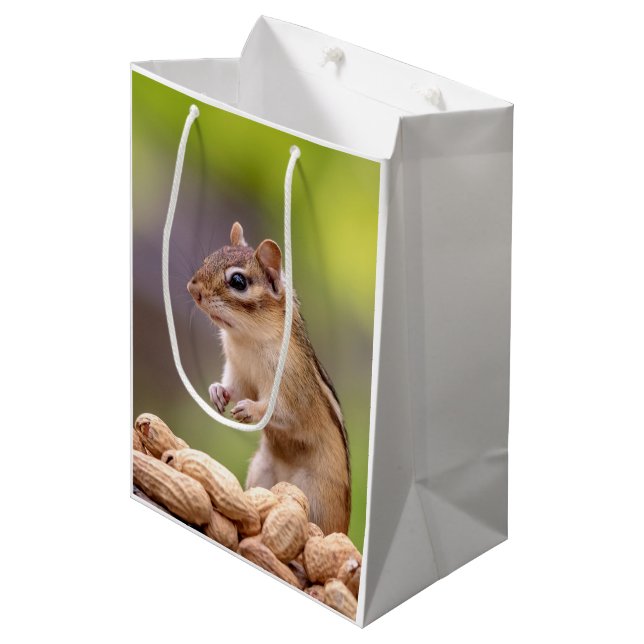Chipmunk mit Erdnüssen Mittlere Geschenktüte (Vorderseite Schrägansicht)