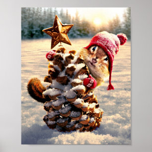 Chipmunk mit Kiefernklotz Poster