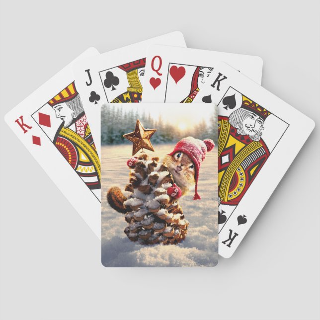 Chipmunk mit Kiefernklotz Spielkarten (Rückseite)
