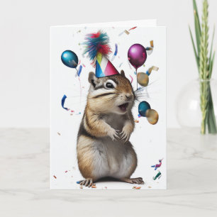 Chipmunk mit Party Hat Grußkarte Karte