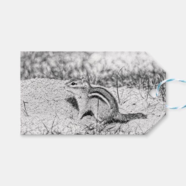 Chipmunk Sketch Geschenkanhänger (Vorderseite (Horizontal))