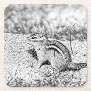 Chipmunk Sketch Rechteckiger Pappuntersetzer