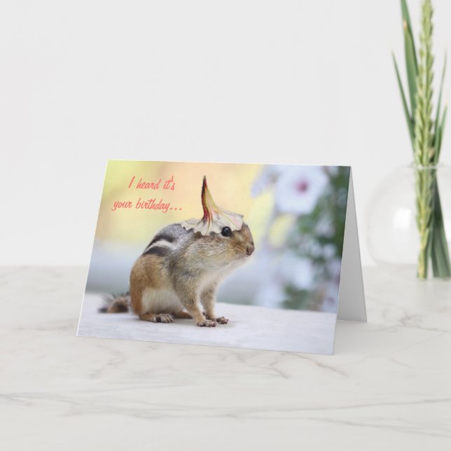 Chipmunk-tragender Blumen-Party-Hut Karte (Vorderseite)