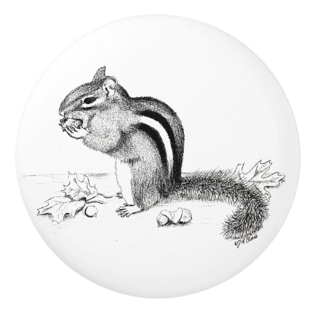 Chipmunk und Acorns Keramikknauf (Vorderseite)