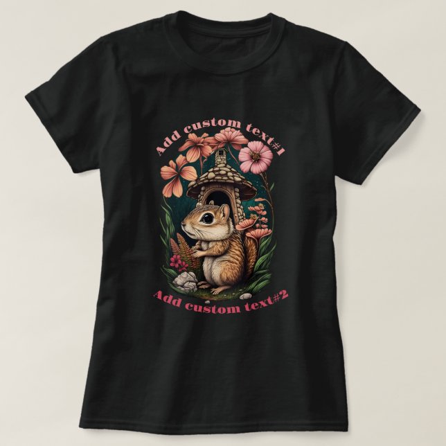 Chipmunk Under Mushroom House, Chipmunk Lover T-Shirt (Design vorne)