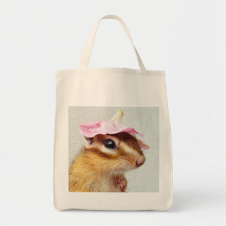 Chipmunk wears flower hat tragetasche