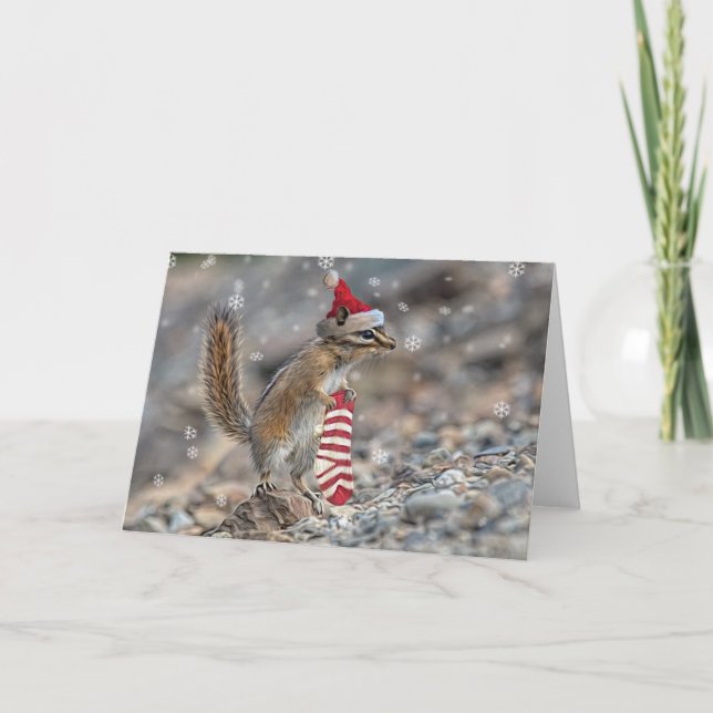 Chipmunk Weihnachtskarte Feiertagskarte (Vorderseite)
