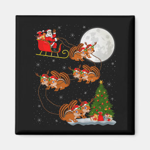 Chipmunk Weihnachtsmann Schlitten Fliegend Lustig Magnet