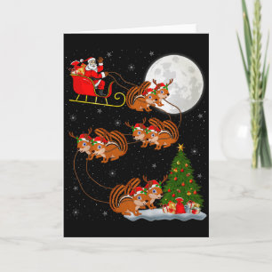 Chipmunk Weihnachtsmann Schlitten Fliegender Lusti Karte