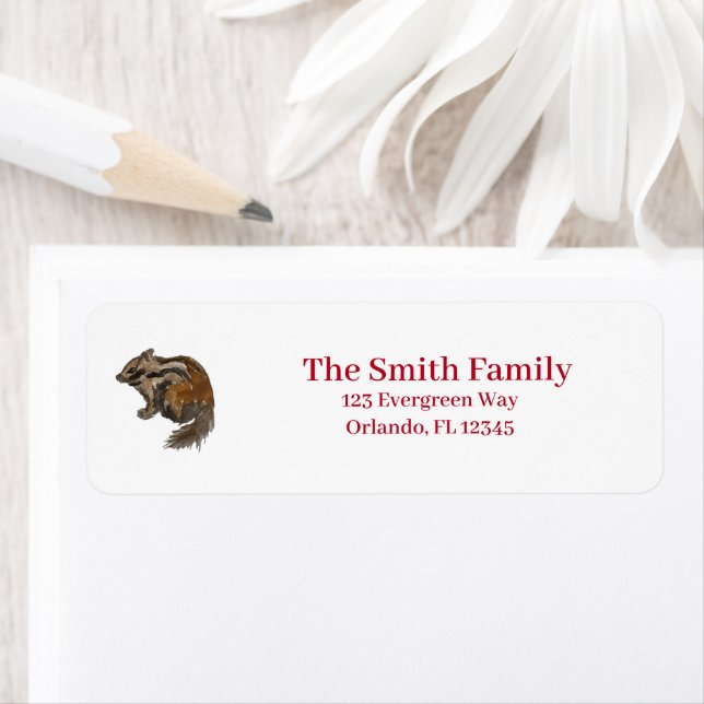 Chipmunk Wilderness Illustration Rücksendeadresse (Insitu)