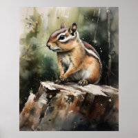 Chipmunk Woodland Animal Art Imprimer Poster