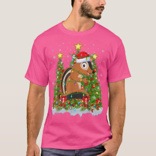 Chipmunk Xmas Lights Santa Chipmunk Weihnachtsbaum T-Shirt