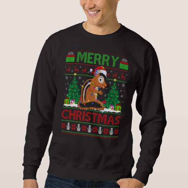 Chipmunk Xmas Tree Light Ugly Santa Chipmunk Chri Sweatshirt (Vorderseite)