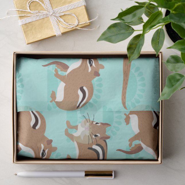 Chipmunks auf Mint Green Background Gemustert Seidenpapier (Geschenk)