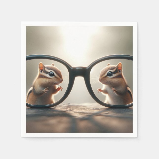 Chipmunks, die durch eine Big Black Brille springe Serviette (Vorderseite)